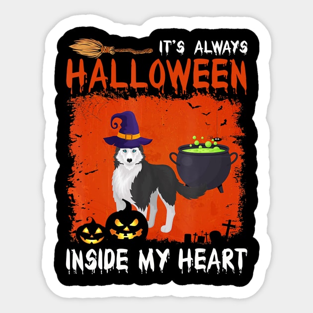 Husky It's always Halloween inside my heart Sticker by JaydeMargulies